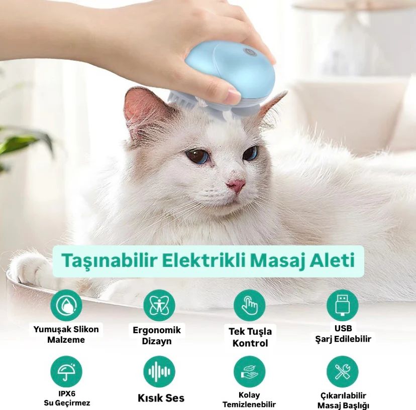 Kedi Akıllı Kafa Masaj Aleti – Stresi Azaltan Ergonomik ve İnsan Kullanımına Uygun